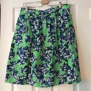 A-Line Green & Blue Floral J. Crew Skirt